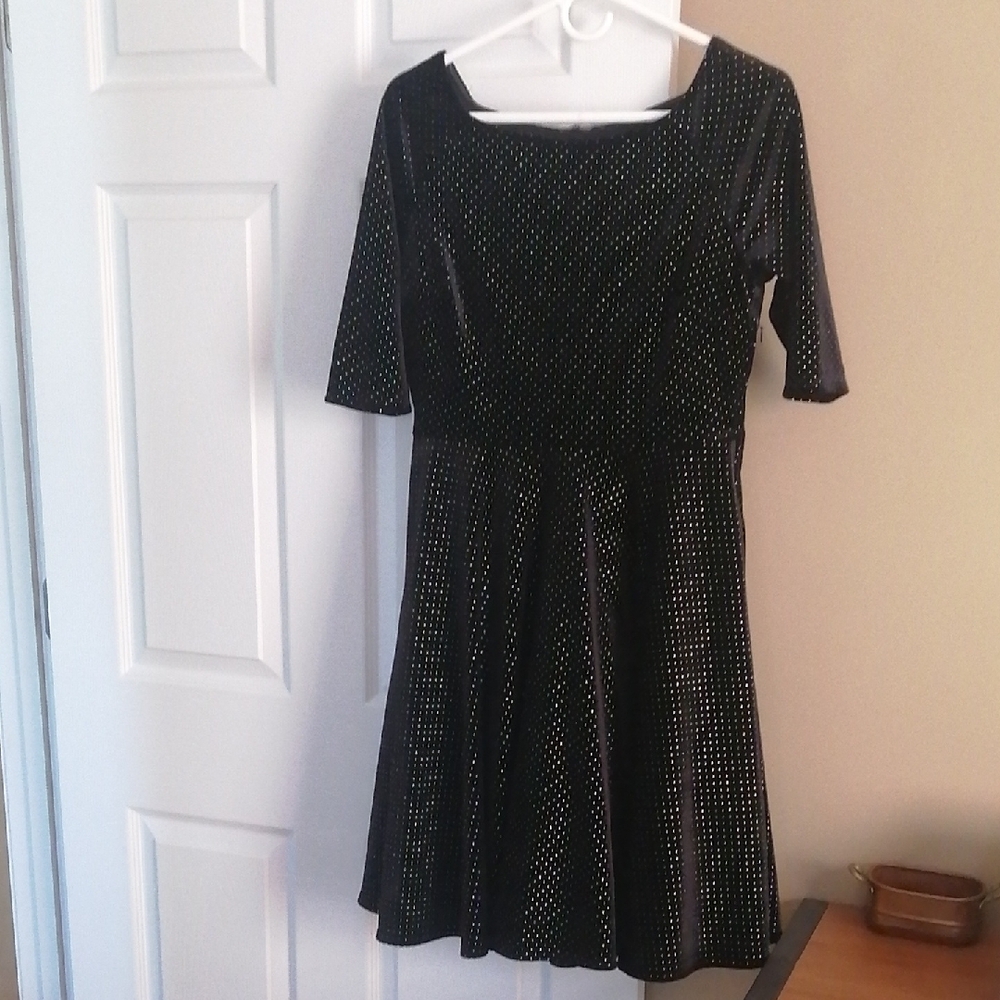 Elegant Black and Gold Polka Dot Dress